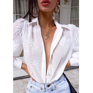 Seven Wonders Elise white eyelet button up blouse